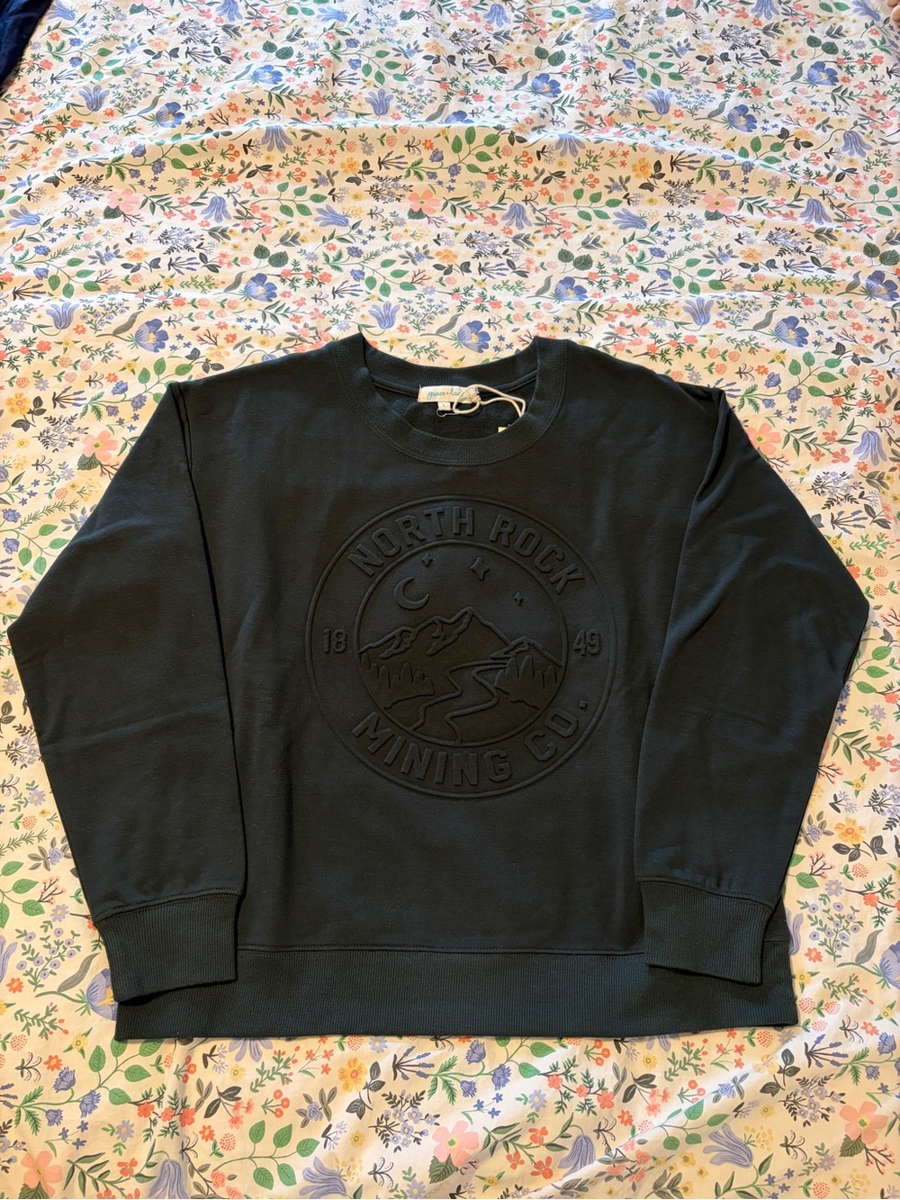 Grace & Lace Embossed Logo Crewneck Sweatshirt - Dark Green